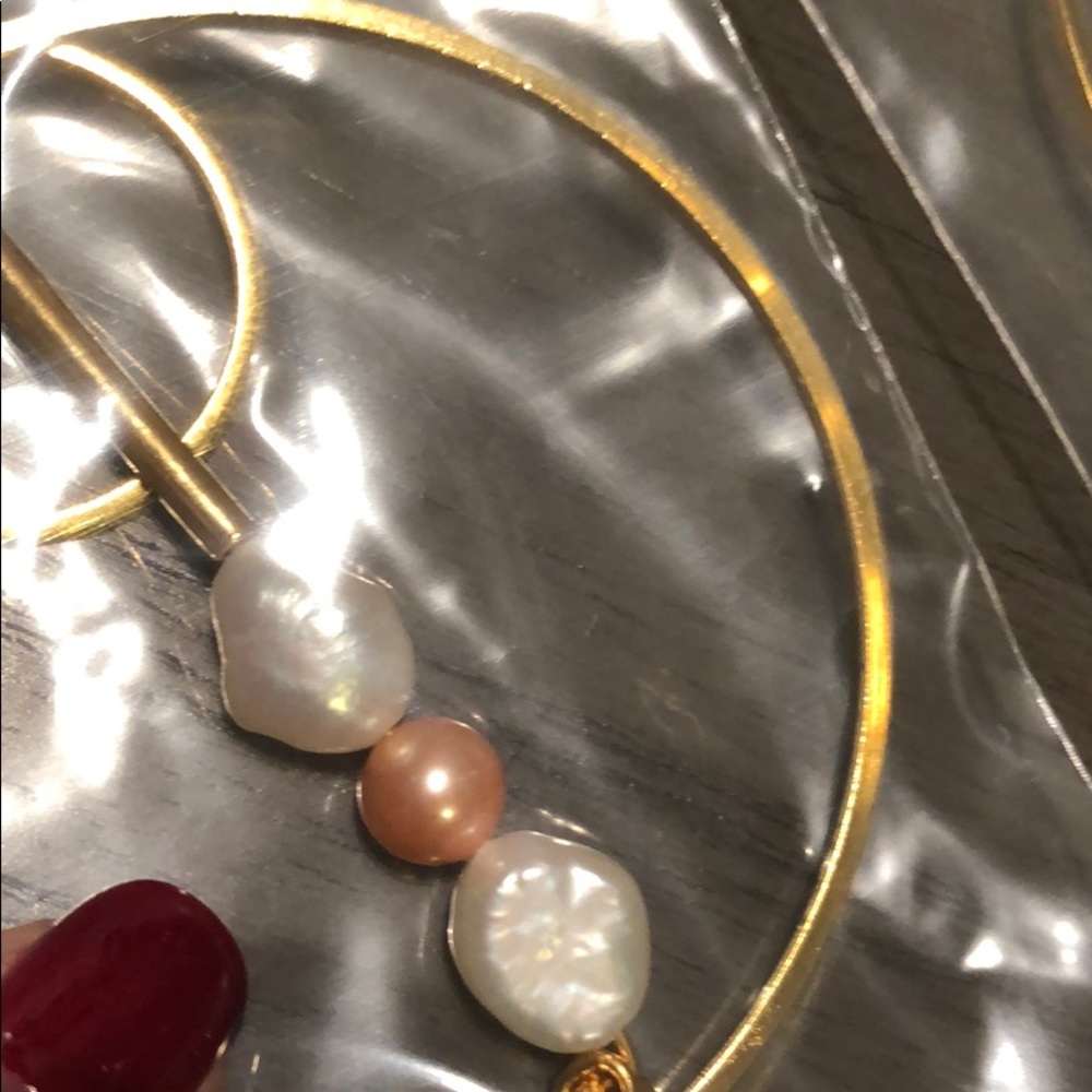 SOLD Pearl earrings Anthropologie hoops - Picture 3 of 8